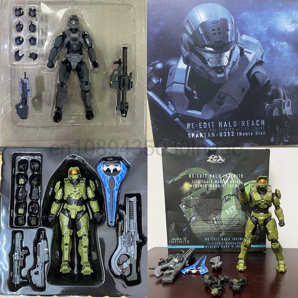 Halo Infinite Master Chief Mjolnir Mk Vi RE:EDIT Halo Reach Spartan B312 Noble Six Action Figure Model Toys Joint Movable Decor