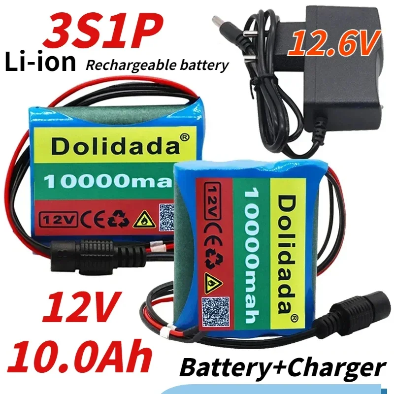 Original 12V 10000 MAh 3S1P Batterie Au Lithium 18650 Batterie Au Lithium Pack Protection Conseil Rechargeable + 12.6VCharger