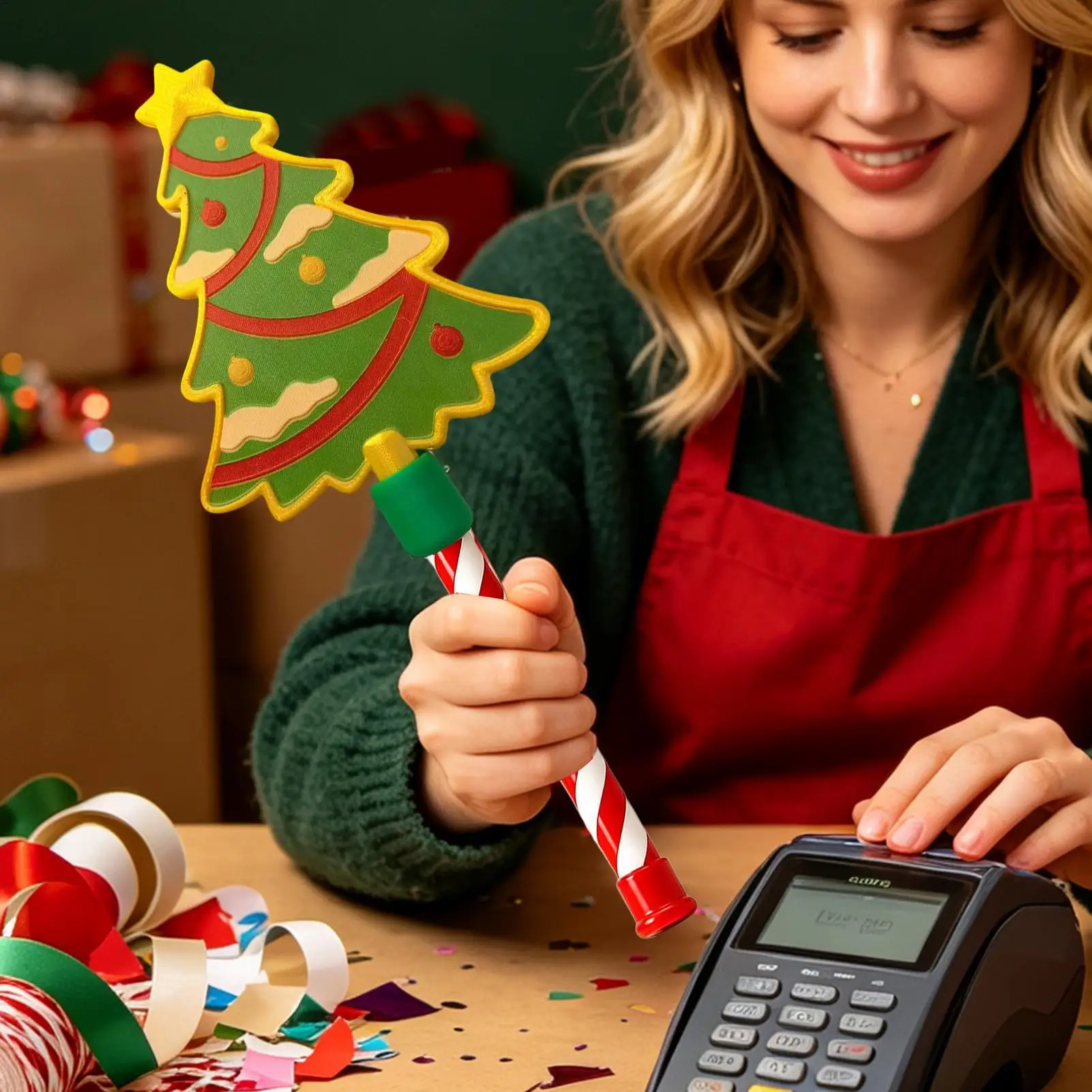 Tap Wand Credit Card Christmas Santa Snowflake Contactless Payment Christmas Pay Wand Card Holder For Outdoor Shopping Mall