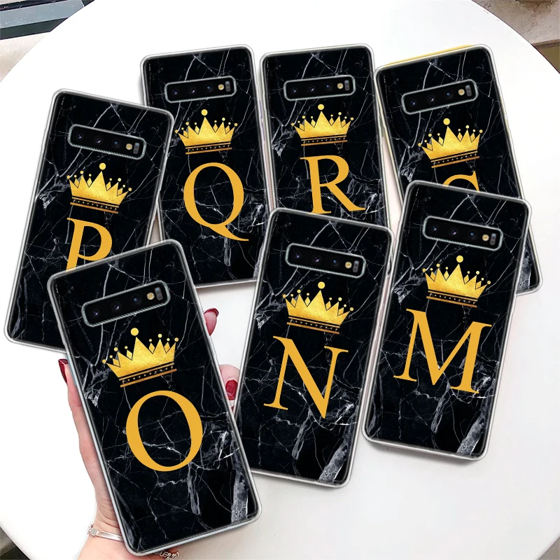 26 Letter Crown Custom M Coque Phone Case For Samsung Galaxy Note 20 Ultra 10 Plus 9 8 M12 M21 M30S M31 M32 M51 M52 J4 J6 + J8 C