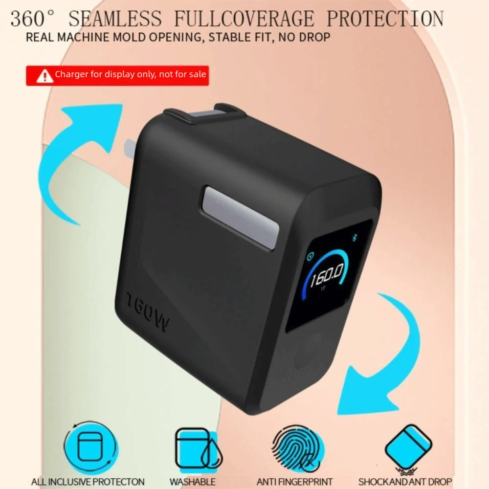 Shockproof Silicone Case Dustproof Soft Protective Case Solid Color Portable for Anker Prime Charger（160W 3Ports Smart Display）