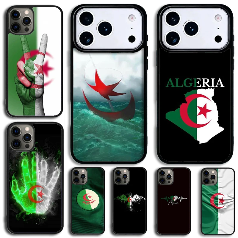 Чехол для iPhone 14 Pro Max 15 13 12 16 17 Pro 11 с изображением флага Алжира, ударопрочный силиконовый чехол-декор