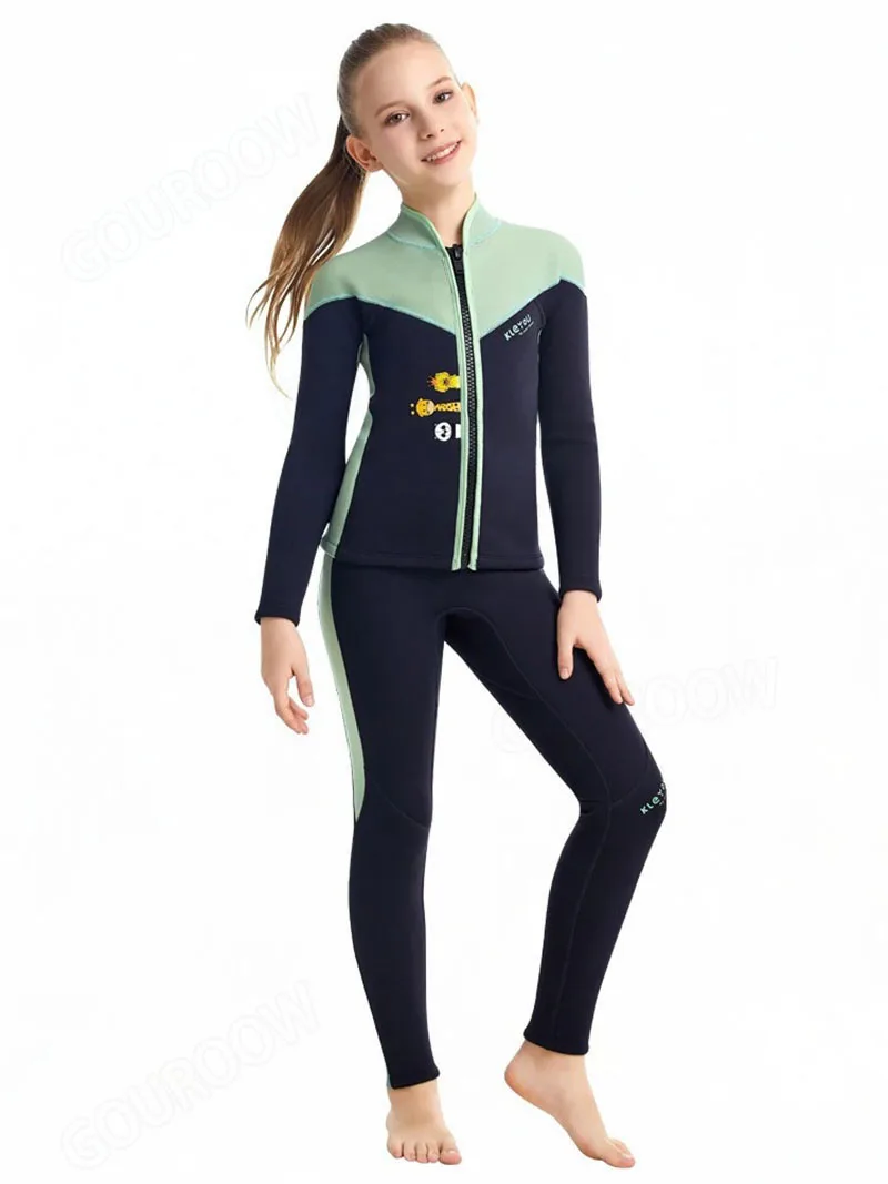 

Neoprene Wetsuit for Girls and Boys, 2mm, Surfing Swimsuit Two Pieces, Kids Freediving Diving Suits, Keep Warm