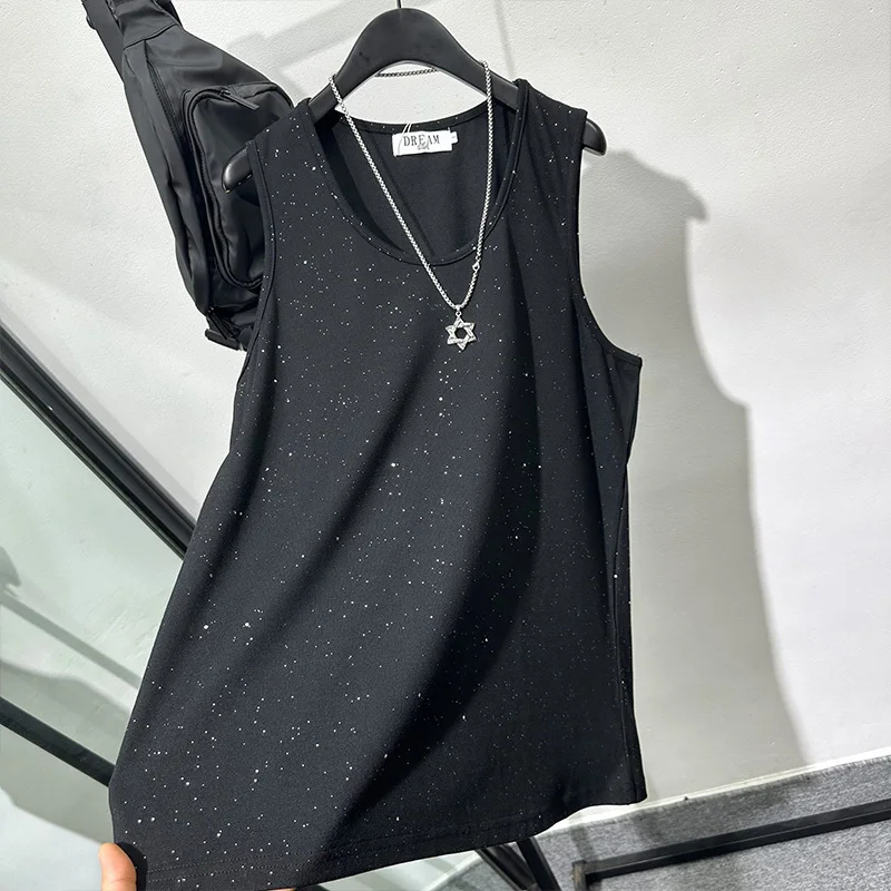 PFHQ Summer Fashion Loose New Street Luxury Sleeveless T-shirt 2024 Round Neck Solid Color Male Tops New Fashion 21Z5417