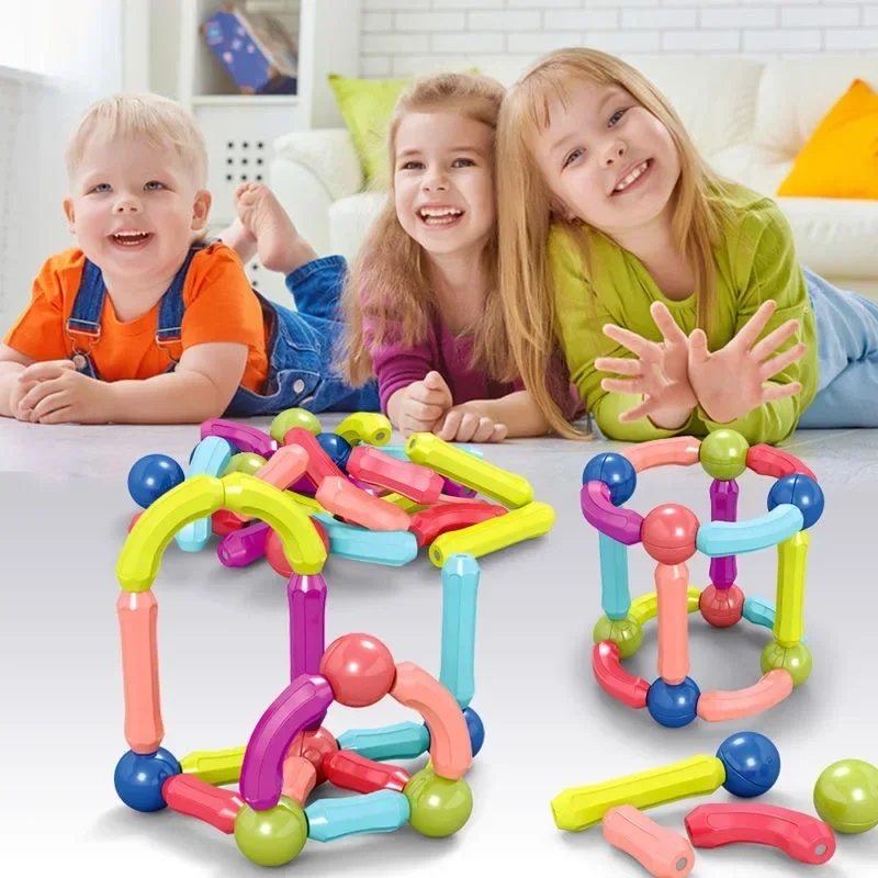 Big Size Magnetic Constructor Designer Magnet Stick Rod Building Blocks Montessori Educational Toys For Kids Children Boy Girl