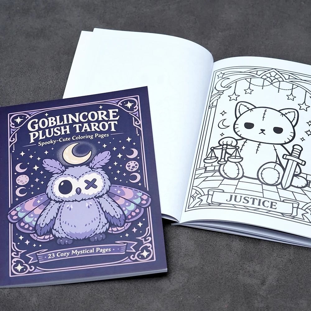 Spooky Cutie Tarot Coloring Book Goblincore Aesthetic Gothic Horror Illustrations for Stress Relief and Relaxation Cute Creepy image 4