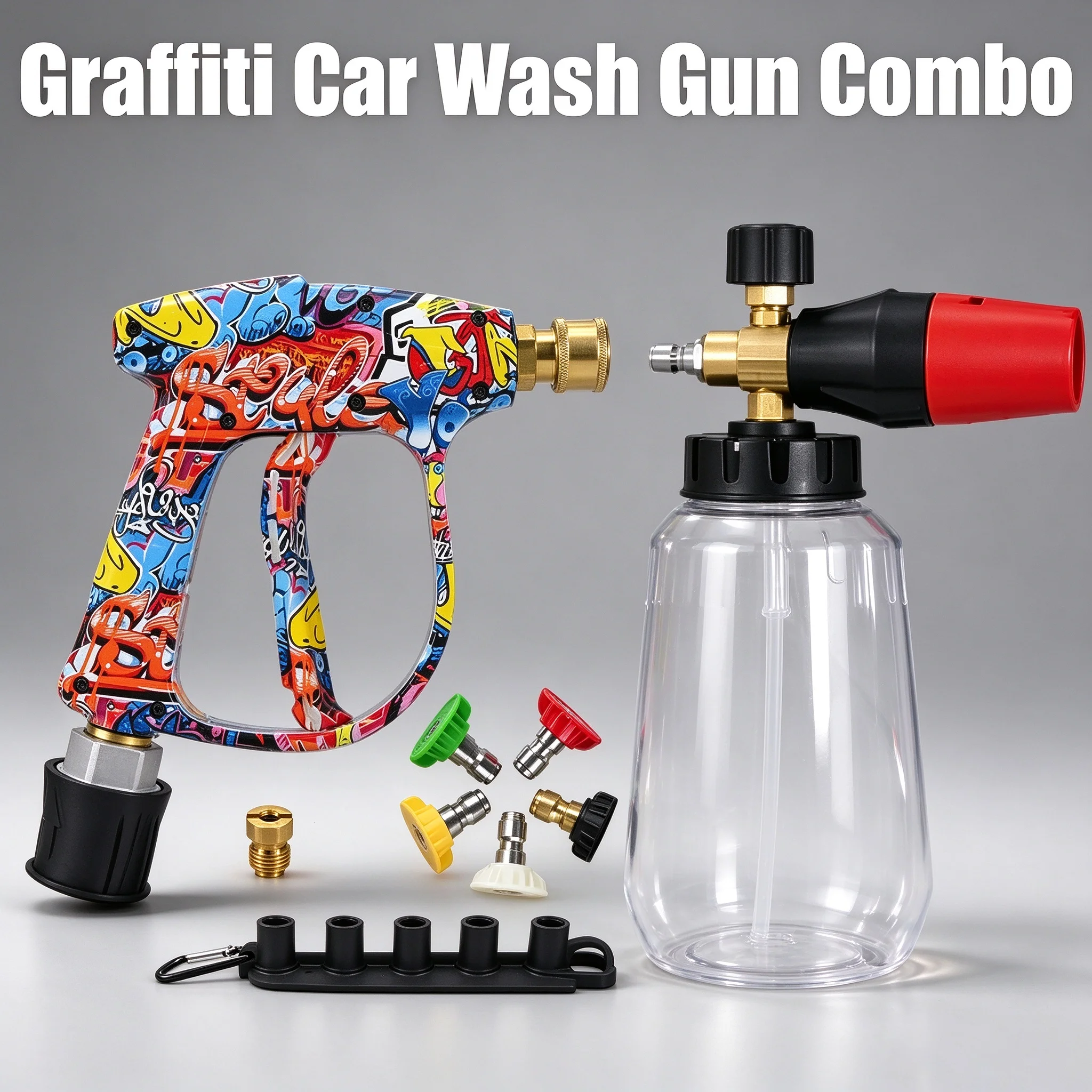 Graffiti Design Foam Cannon Kit - High Pressure Washer Gun for Karcher/Bosch/Nilfisk with Ergonomic Grip Car/RV/Truck Wash