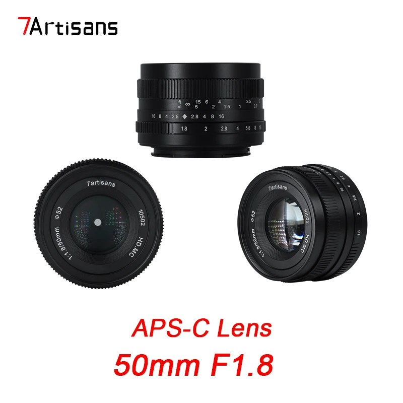 

7Artisans 50mm F1.8 Camera Lens Large Aperture Manual Micro Fixed Focus Portrait Lens for Canon Sony M4/3 Fuji