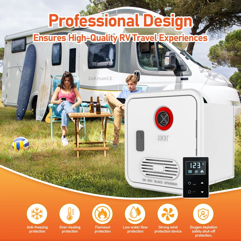 RV Tankless Water Heater Propane Upgraded 55K BTU RV On Demand Water Heater with Remote DC Instant Camper Hot Water Heater Gas