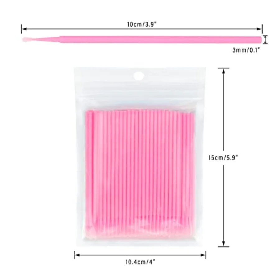 Micro Cotton Swabs 500PCS Disposable Eyelash Extension Applicators Fine pointed tips for precise lash adhesive application, mak