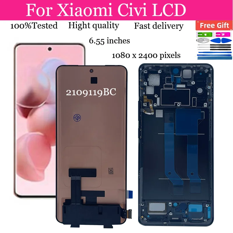 

6.55" New LCD Display For Xiaomi Civi 2109119BC LCD Touch Screen Digitizer Assembly Repair With Frame