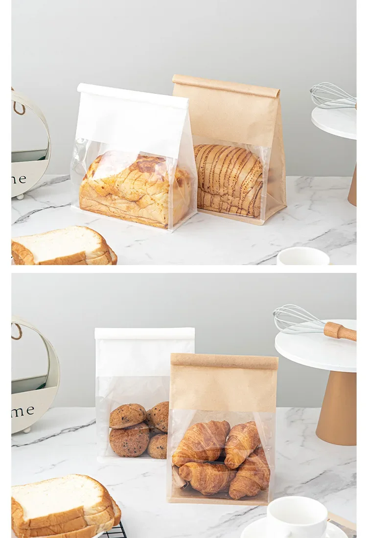 10–50 Stück Toastbeutel in 4 Größen, Verpackungsbeutel, selbstdichtender Brotbeutel, Draht, gerollter Rand, Backen, transparenter Keks-Kuchenbeutel, versiegelter Tee – Detail 4