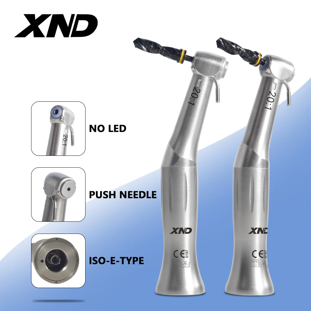 

XND Dental 20:1 Reduction Speed Implant Surgery Contra Angle Handpiece E-type Connect Air Low Speed Handpiece fit to Micromotor