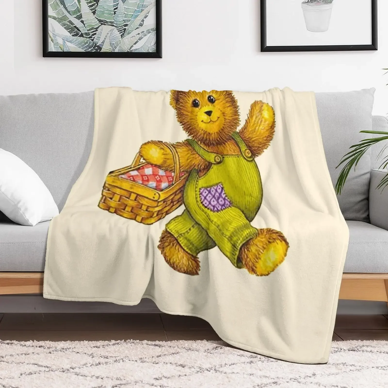 Corduroy bear Throw Blanket Travel Size Cozy Blanket for Plane Train