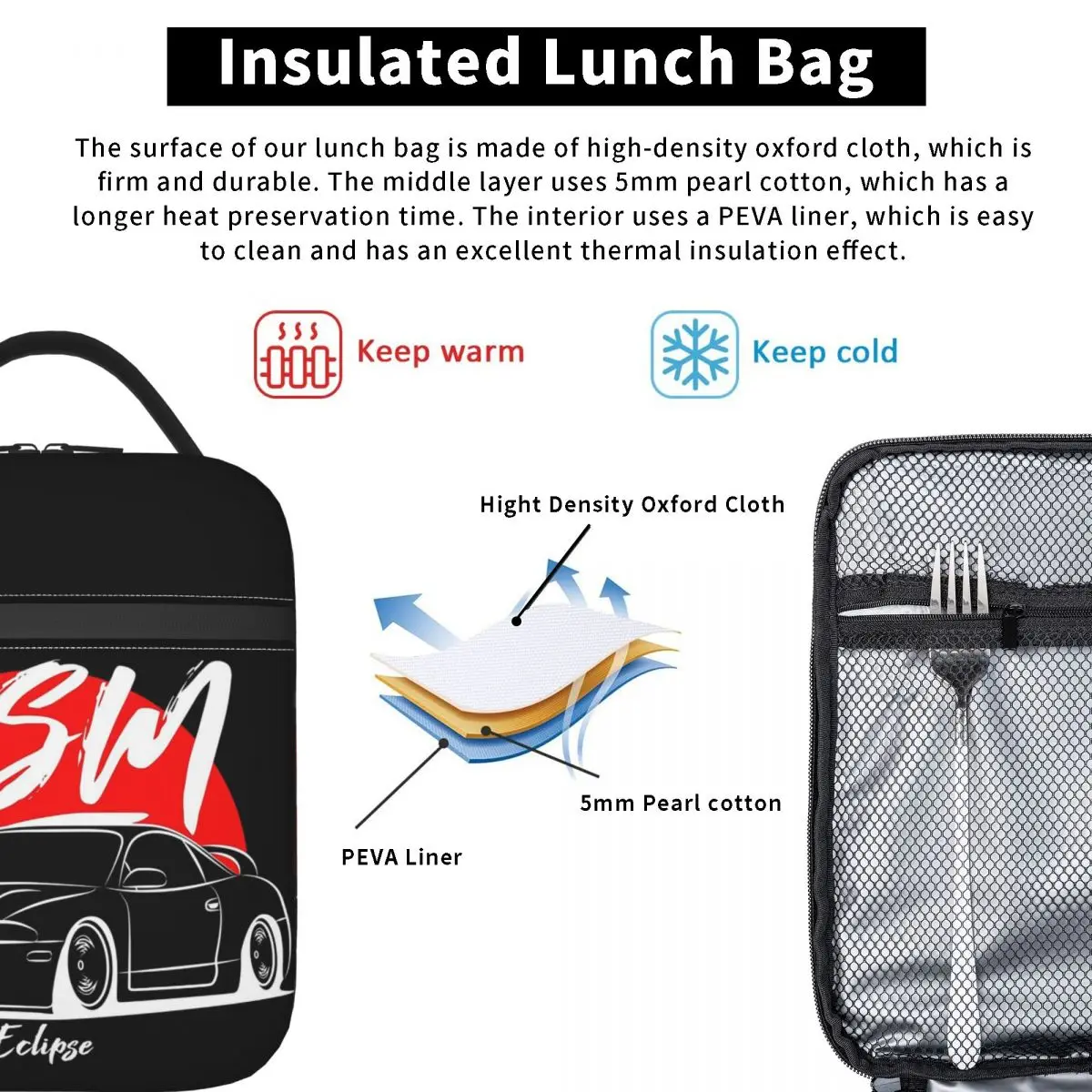 2G Eclipse DSM Insulated Lunch Bag for Women Children Leakproof Food Boxes Thermal Lunch Box Tote