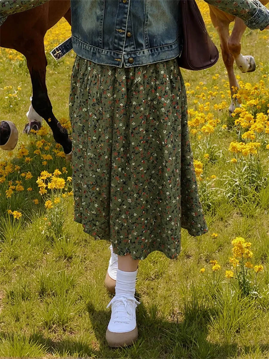 

Floral Midi Skirts Womens Mesh Pleated Balloon Layered Ruffle Hem Artistic College Furry Nightout Soft Lightweight Boho