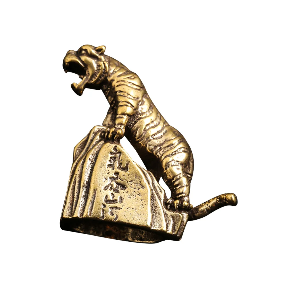 

Brass Tiger Decor Small Exquisite Desktop Adornment Creative Animal Ornament For Indoor Decor Flat Bottom Design