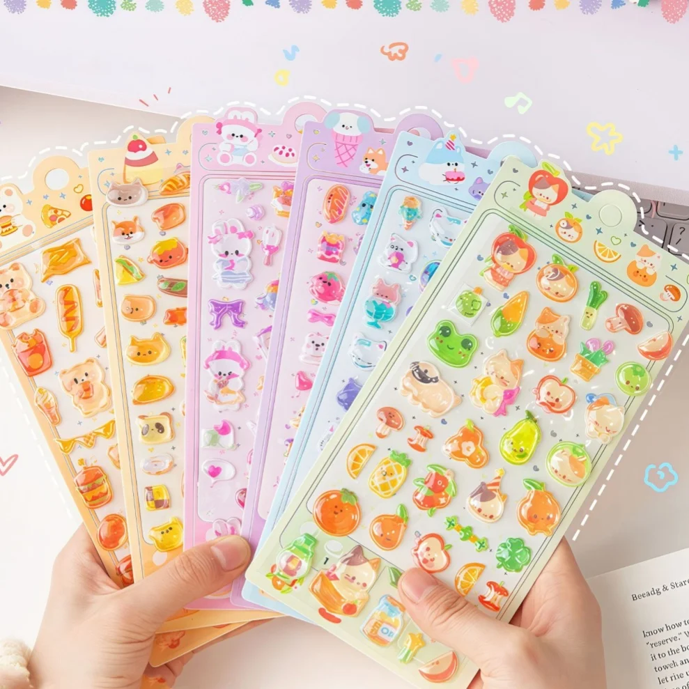 Cute Cartoon 3D Stickers Cute Cat Rabbit Animal Relief DIY Sticker Decals Laptop Phone Case Scrapbook Decoration Sticker