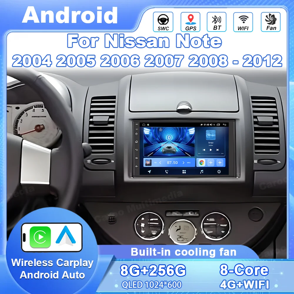 Android 16 Auto Car Radio For Nissan Note 2004 2005 2006 2007 2008 - 2012 Carplay Multimedia Player GPS Navigation DSP BT Stereo