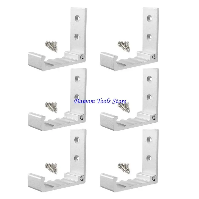 57BE 6Pcs Aluminum Alloy Folding Wall Hook Headset Wall Hanger Wall Mounted Towel Hook for Hanging Bags Jackets Towel