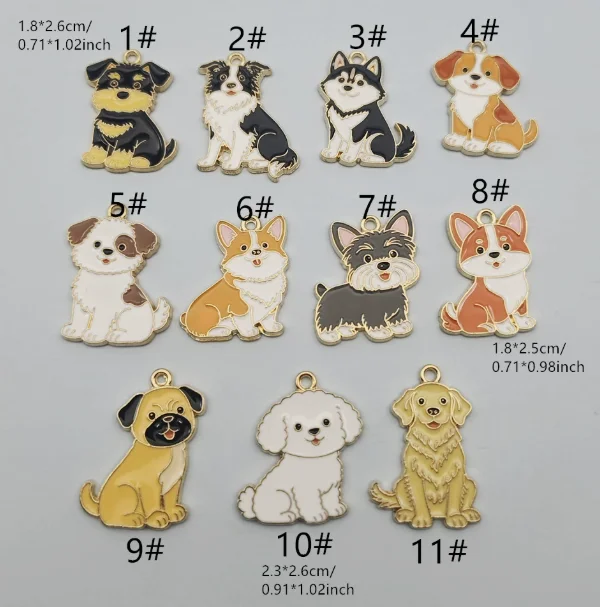 10 pcs  Cute Dog Charms Pendants for Jewelry Making Necklaces Earrings Braceltes DIY Crafts Gifts