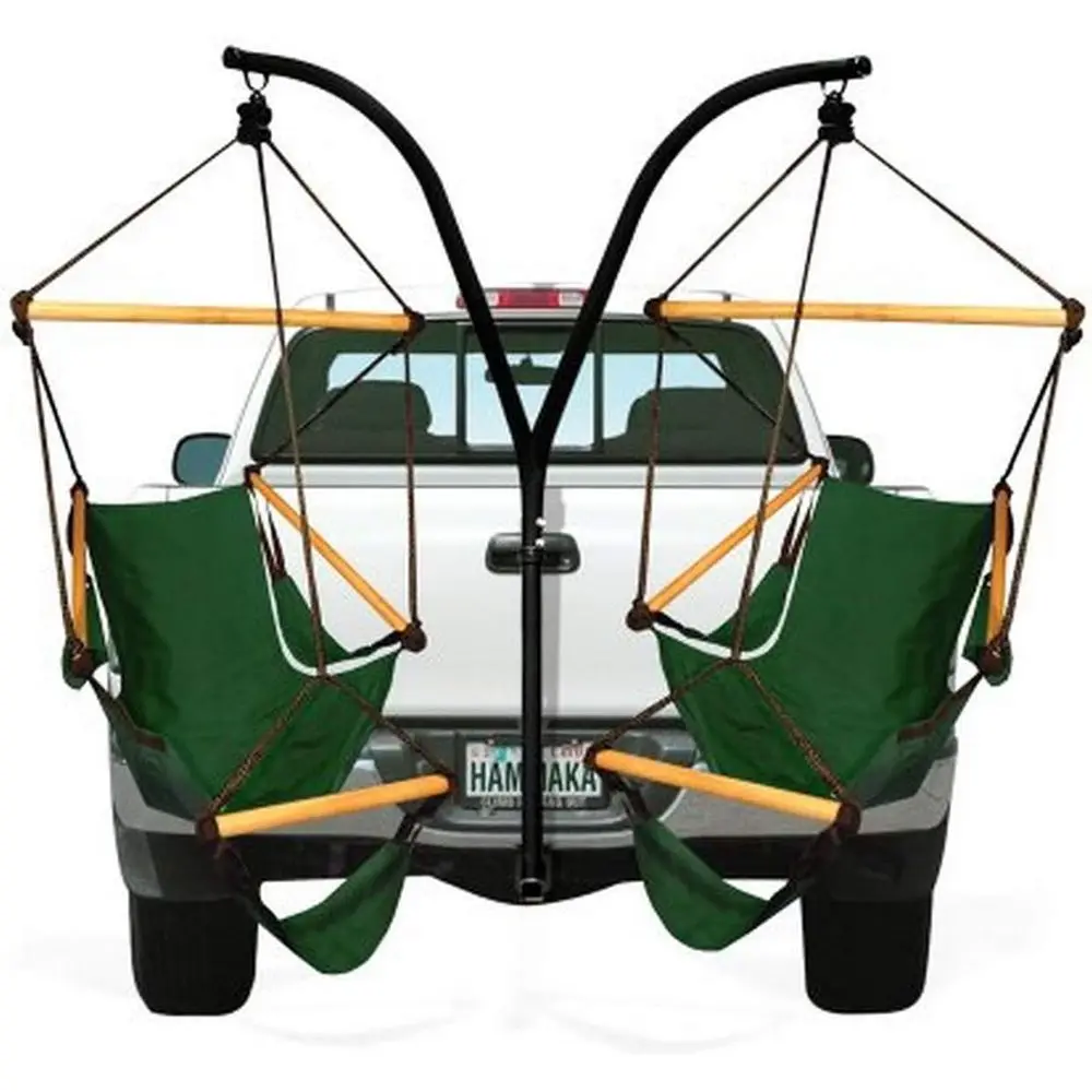 

Trailer Hitch Stand with 2 Green Cradles