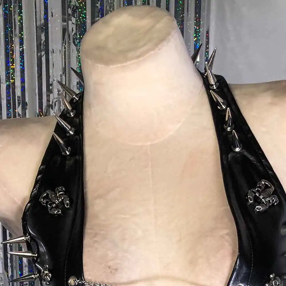 

Клубная одежда: Готический топ с крестом, заклепками и шипами в стиле Харадзюку, панк-рок, эмо, гранж, ручной работы, эко-стиль, Y2K, для E-Girls, кавай, DIY