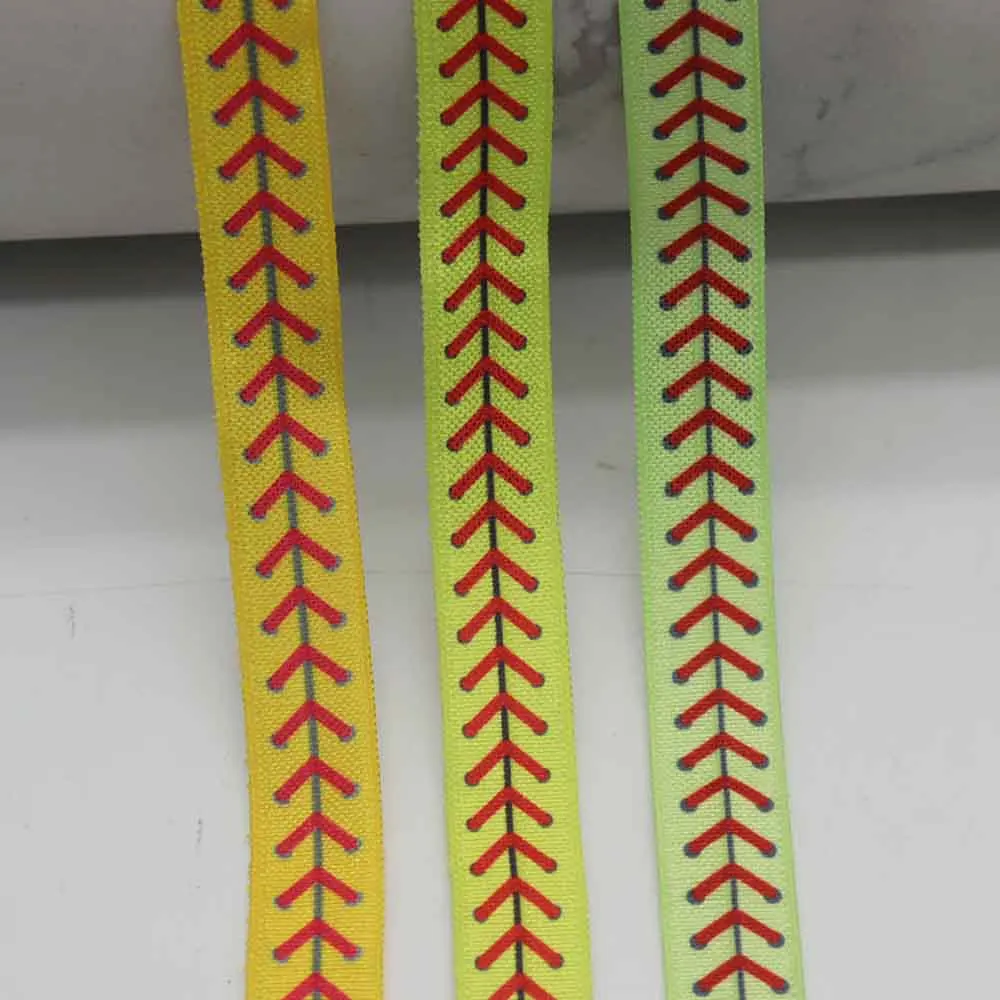 

5/8" 15mm Yellow Shoelace Printed FOE Fold Over Elastic Ribbon For Ponytail Holder Bracelet Hair Accessories DIY Accessories