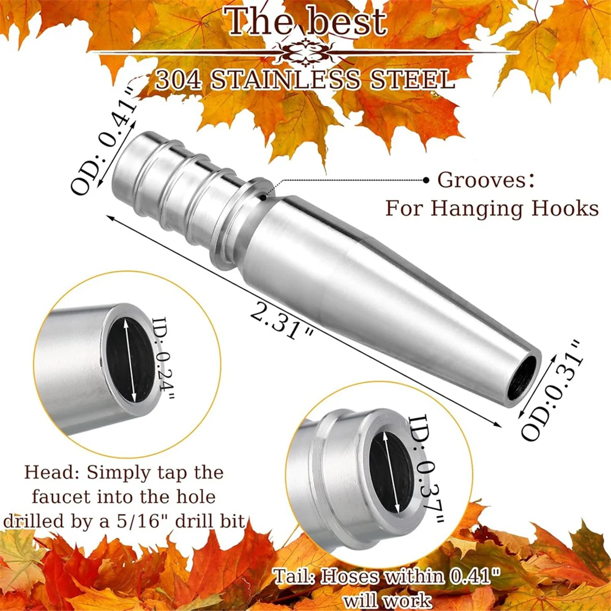 

304 Stainless Steel Maple Faucet Tip Maple Syrup Tapping Kit Maple Syrup Synthetic Filter Trunk Faucet