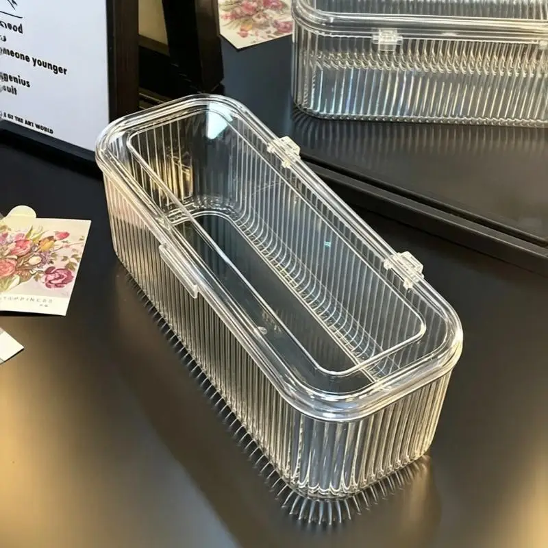 Transparent Lipstick Nail Storage Box Dustproof Lid Large Capacity Makeup Organizer For Small Items Cosmetic Display Holder