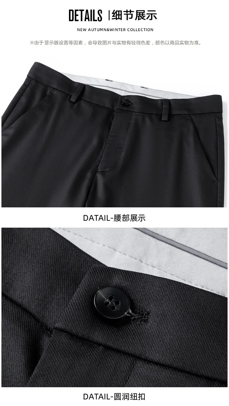Neue Herren-Anzughose aus Eisseide, schmal geschnitten, gerade, Business-Casual, formelle Hose, Frühling-Sommer, klassisch, einfarbig, Herren-Anzughose, große Größe 40 – Detail 26