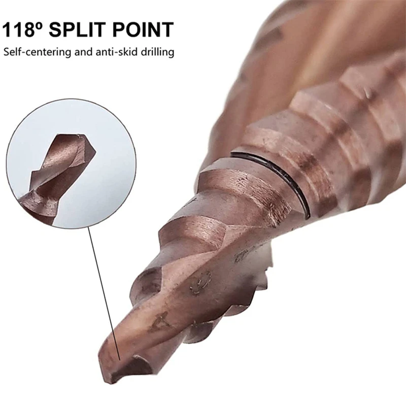 M35 5% Cobalt HSS Step Drill Bit for Metal HSS CO 4-20mm Hex Shank Stepped Drill Bits Cone Drilling Tool Hole Saw Milling Cutter