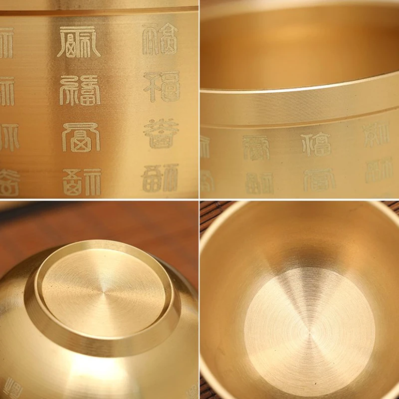 Feng Shui Treasure Bowl Vat Brass Copper Offering Bowl Małe miski do serwowania deserów Figurka bogactwa Przyciągnij bogactwo i szczęście