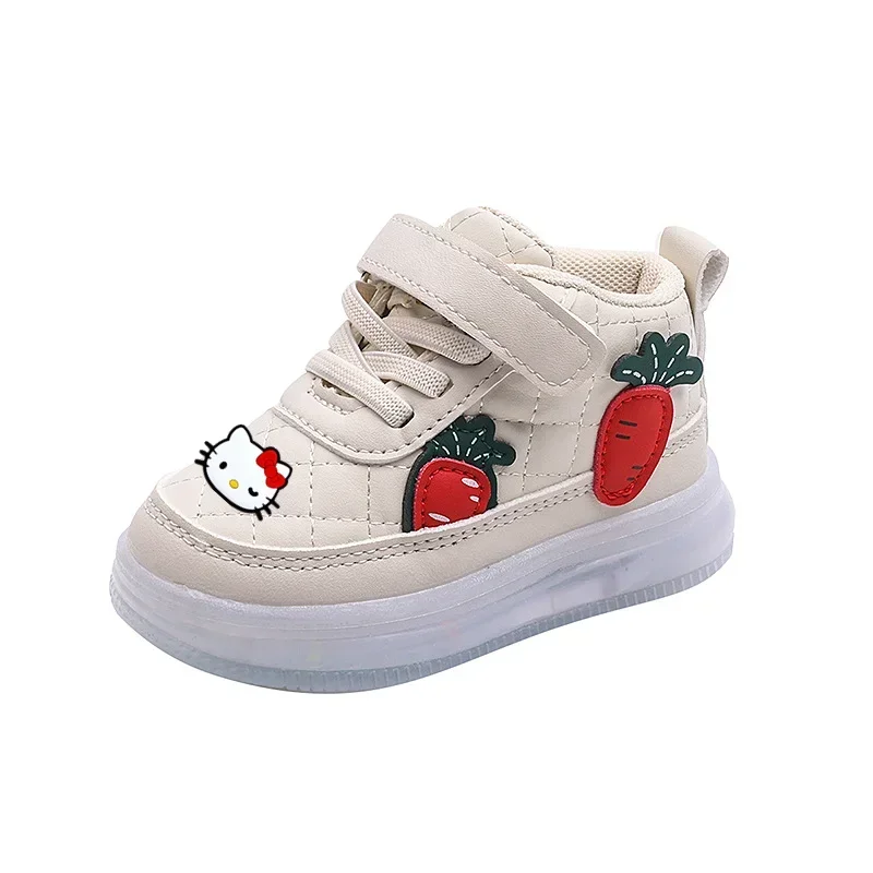 Sanrio crianças sapatos esportivos menina menino sapatos casuais olá kitty novo plutônio dos desenhos animados sapatos casuais com luzes led tênis