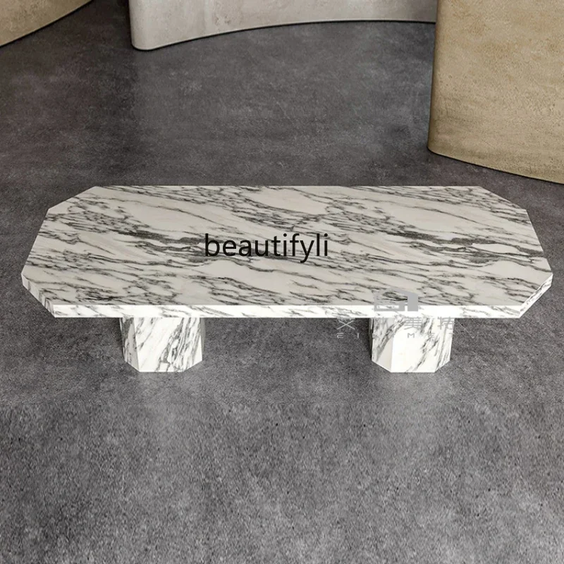 ljyLight luxury marble dining table Italian minimalist large apartment rectangular designer style high sense
