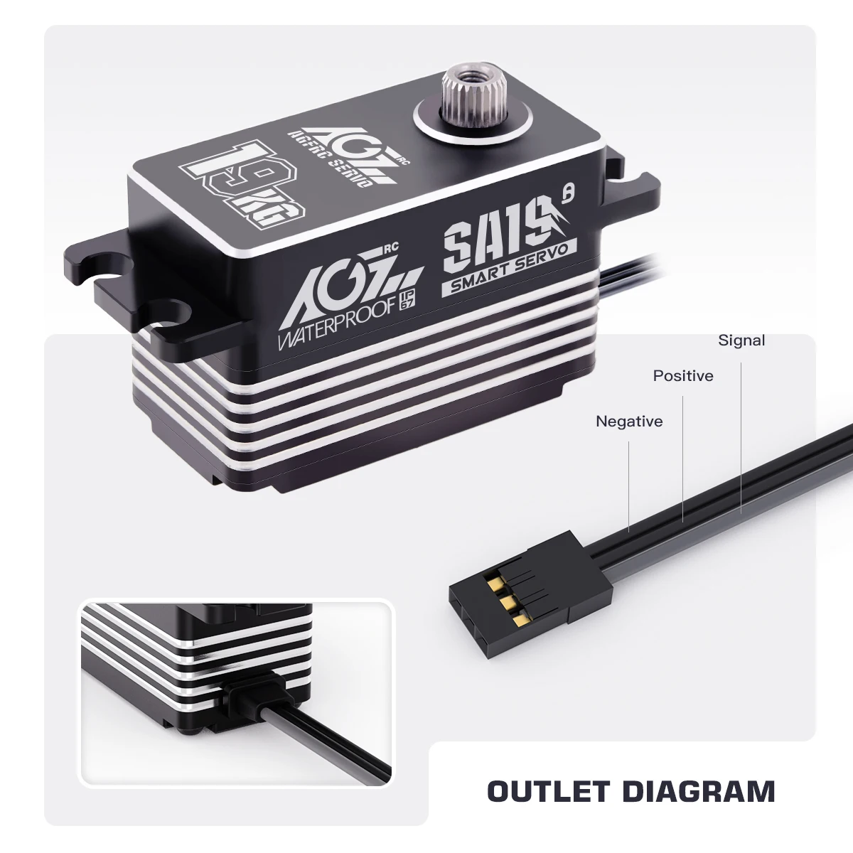 Agfrc sa19 19kg hohes Drehmoment 0,073 Sek. Schnelle Geschwindigkeit 2s programmier bare Bürsten mit niedrigem Profil Smart Servo Winde für RC Autos – Detail 1