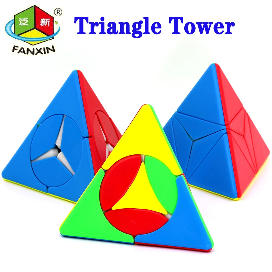 FanXin Magic Cube Coin Triangle Tower Puzzle  Windmill Pyramid Pagoda Pyramorphix 4 Face Magico Cubo Professional Twist Toy Game