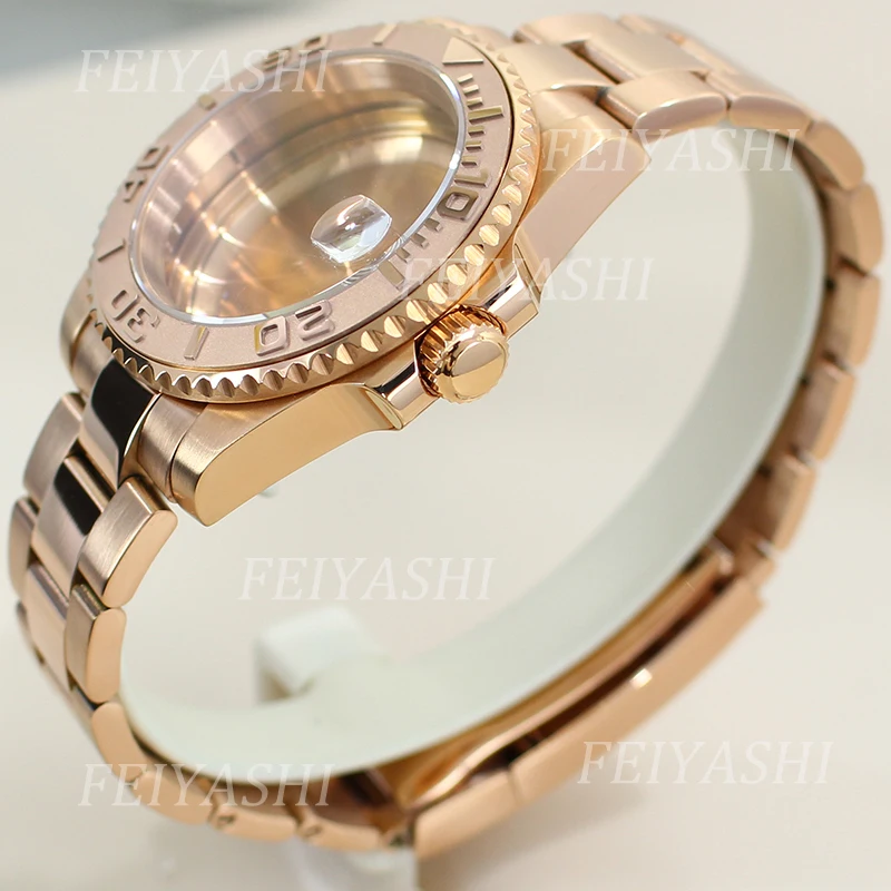 Rose Gold 40mm Ms. Watch Case Strap Parts Sapphire Glass For Seiko NH35 NH34 NH36 NH38 Miyota 8215 ETA 2824 Movement 28.5mm Dial