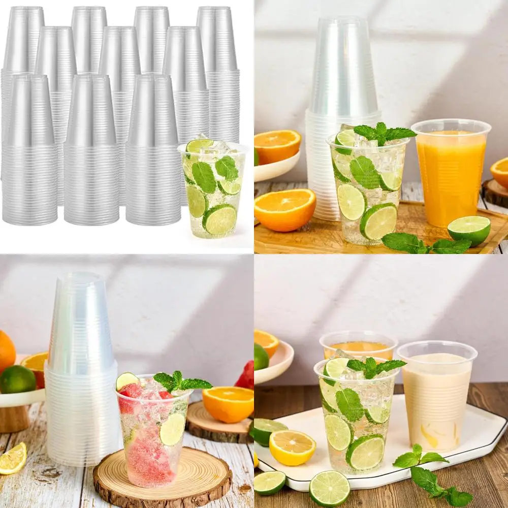 

Disposable 16oz Clear Plastic Cups for Hot and Cold Drinks, Ideal for Water, Juice, Soda, Coffee, and More