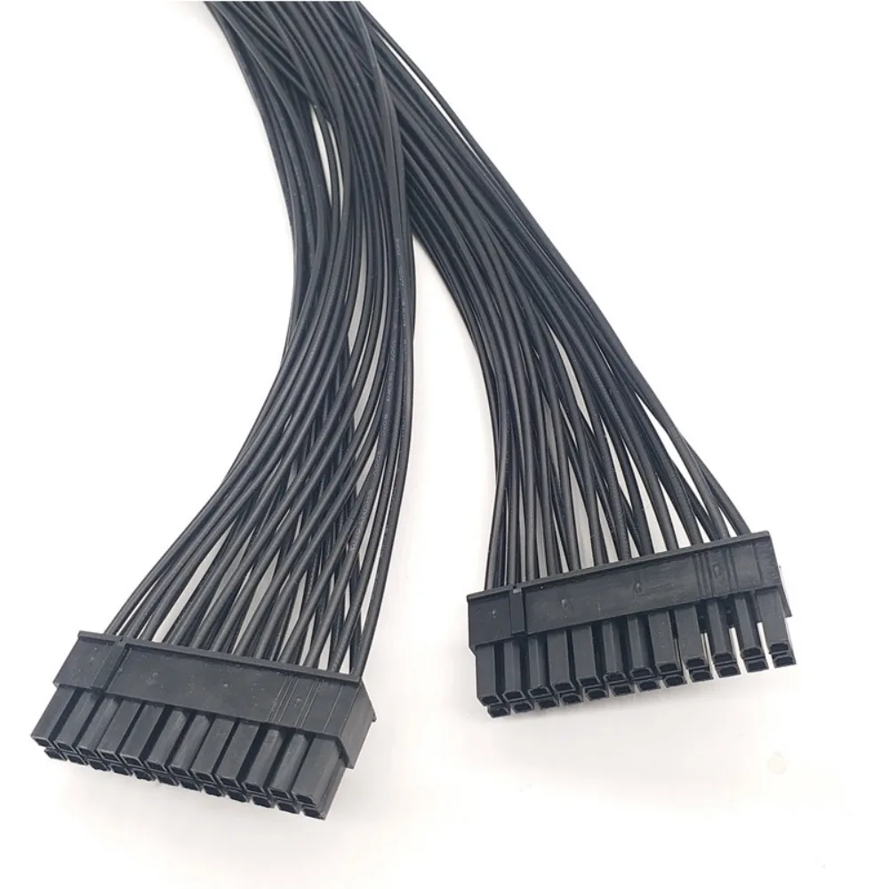 30cm 24Pin ATX Motherboard Dual PSU Splitter Cable Female To Male Y Adapter Wire Crypto Mining Rig Multi Power Extension Cord