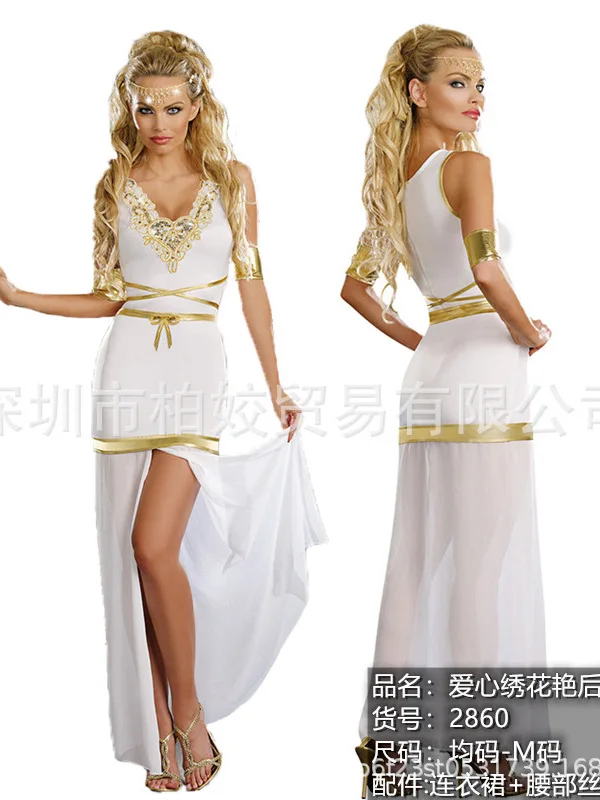 Medieval Halloween Costume Adult Female Sexy Greek Goddess Cleopatra Queen War God Performance Dress