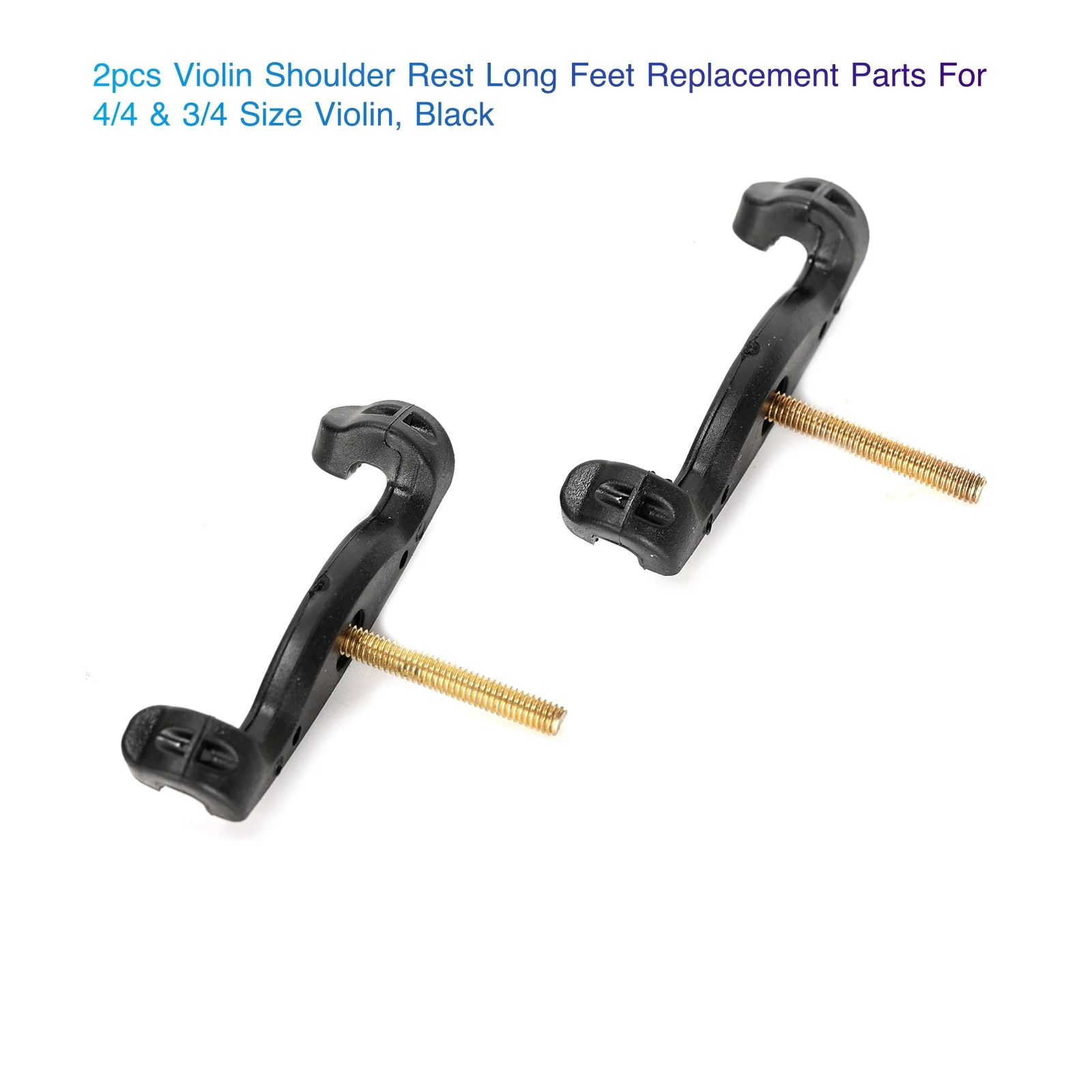 2pcs Violin Shoulder Rest Long Feet Replacement Parts For 4/4 & 3/4 Size Violin, Black