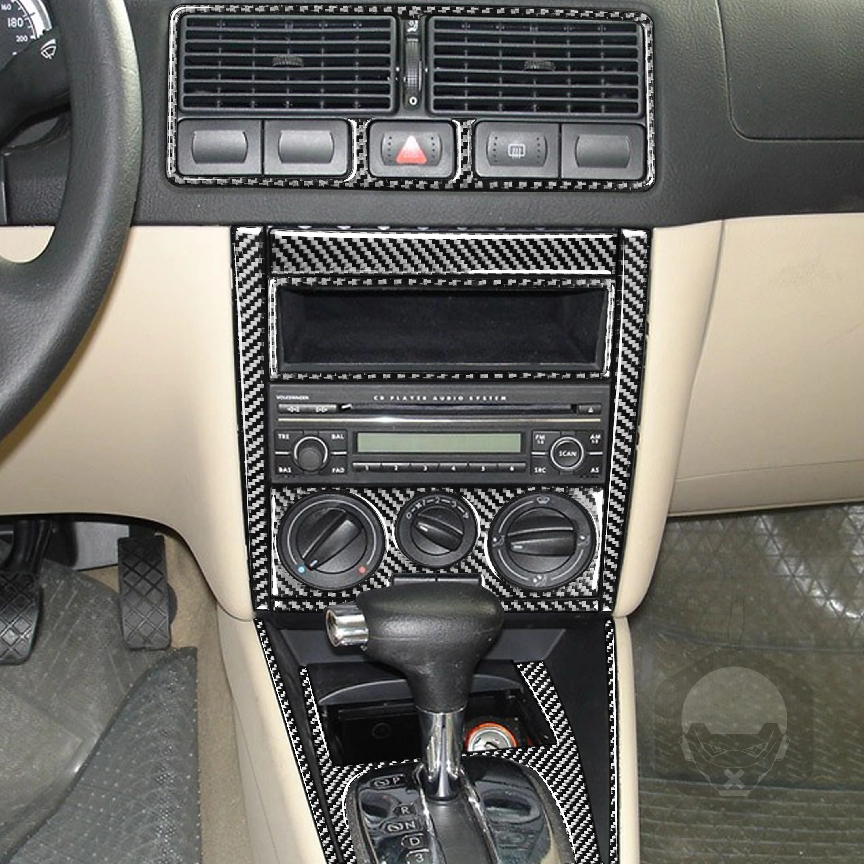 Real Carbon Fiber Car Accessories Center Gear Set Soft Cover Sticker For Volkswagen Golf 4 MK4/GTI/R 1999 2000 2001 2002 2003 04 view 3