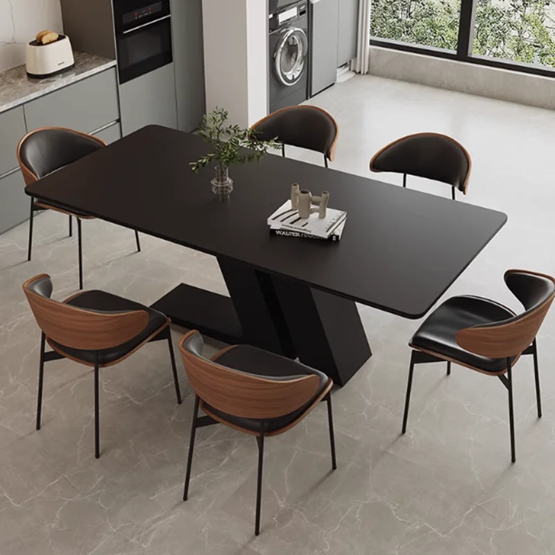 Home Furniture Nordic Unique Dining Table Salon Designer Black Italian Modern Dining Table Restaurant Dining Table Set 6 Chairs