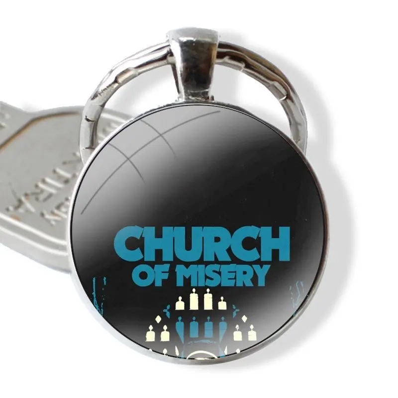 Church Of Misery Top Logo Keychain Handmade Glass Cabochon Key Ring Holder Pendant Key Chains