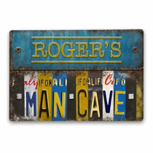 Personalised Man Cave Metal Number plate 200mm x 305mm-Aluminum