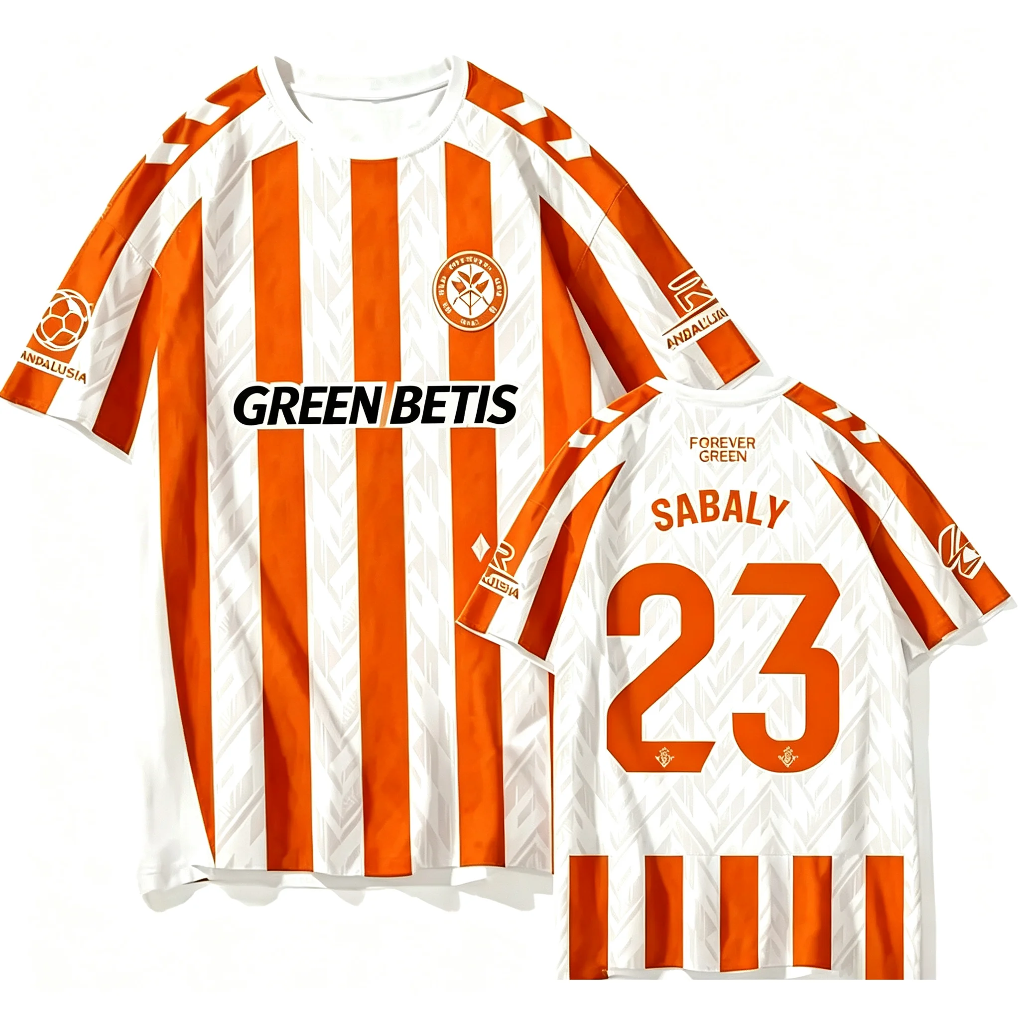 Royal Betis No.23 Sabaly SABALY jersey with vertical stripes and mesh breathable men's football short sleeved T-shirt for fans