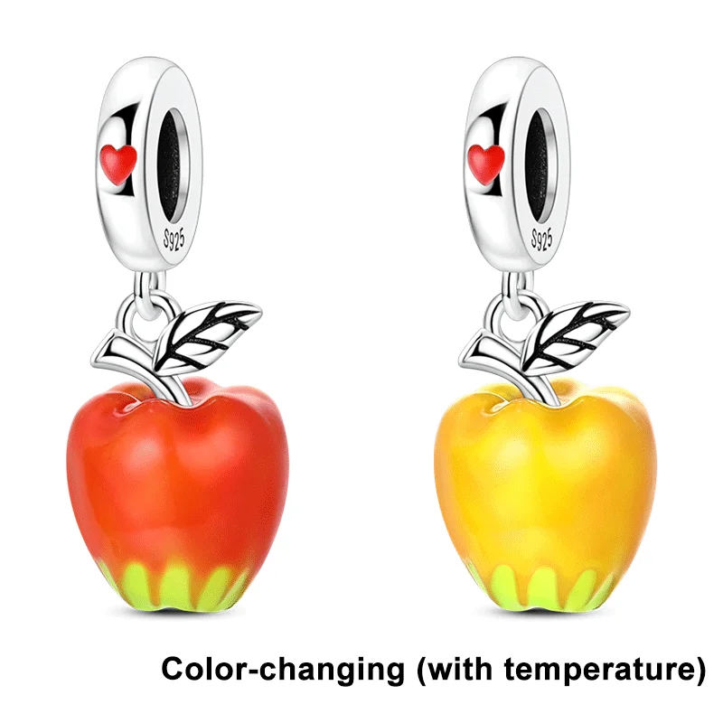 

925 Sterling Silver Color-Changing Enamel Apple Charm Pendant Fit Original Charm Bracelet Women DIY Jewelry Gift
