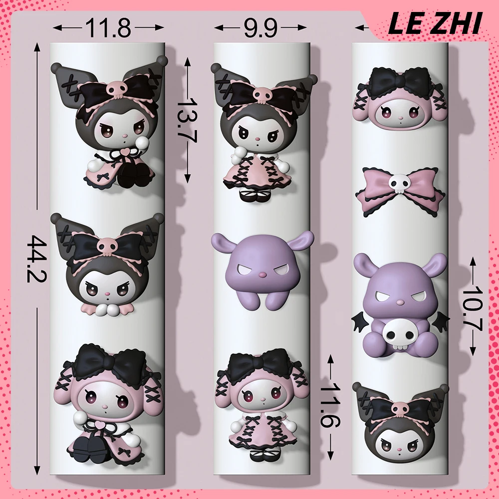 Cute Cartoon Kuromi Mymelody Nail Art Mold Resin Molding Casting Bow 3D Silicone Carving Stamping Plates Nail Diy Resin Mold