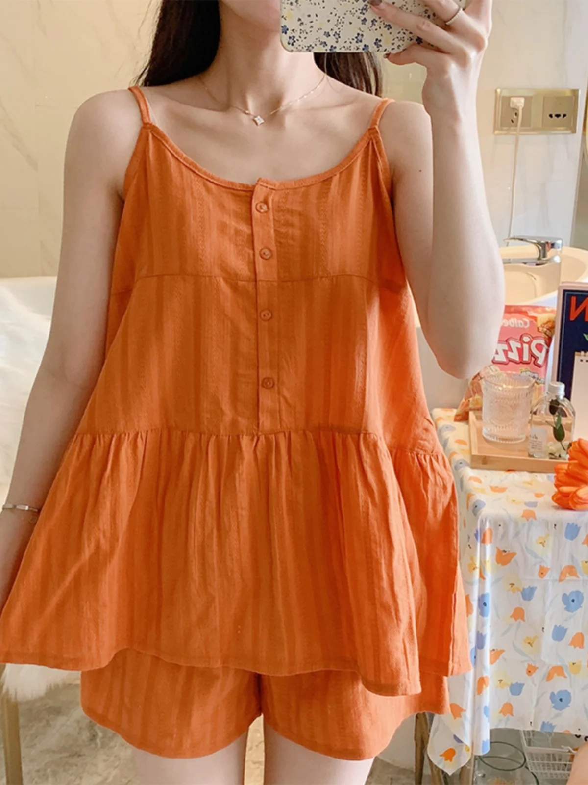 

Pure Cotton Summer Thin Loose Women's Spwear Set Svel Vest Materni Home Clothes Two-Piece Set Comfortable ort Pants